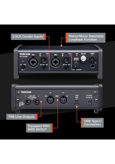 Tascam Us-2x2hr 192 Khz Yüksek Çözünürlüklü Usb Ses Kartı 2 Giriş