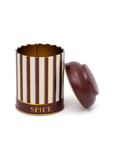 Circus Spice Desenli Yuvarlak Metal Kutu, 9 X 11 Cm, 0.6 Lt