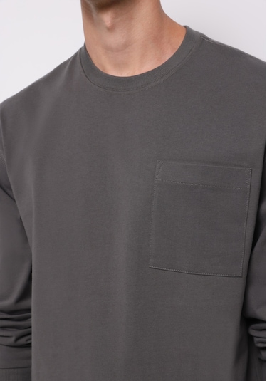 Colins Comfort Fit Yuvarlak Yaka Düz Erkek Gri Uzun Kol Tişört Cl1076435 Q1.v1 Dgr Koyu Gri