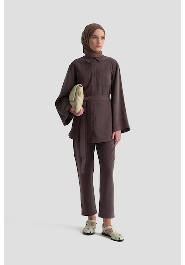 Armine Kemerli Lyocell Takım 25kd1104 Acı Kahve Acı Kahverengi