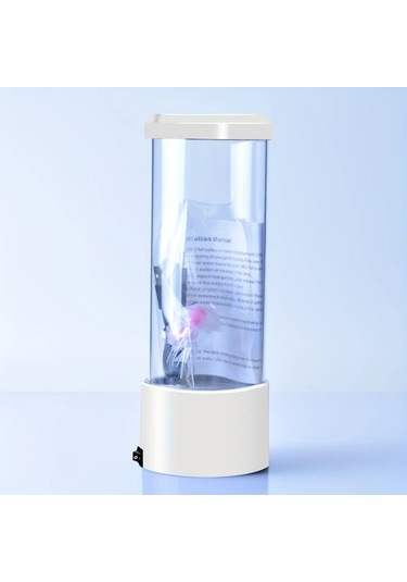 Honeybeeshop Beyaz Denizanası Lambası Akvaryum Okyanus Gece Işığı Renk Değiştiren Ortam Aydınlatması Oturma Odası Yatak Odası Masa Dekorasyonu Usb 3 Aaa Pil İle Çalışır Beyaz