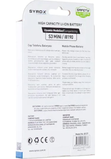 Syrox Samsung Uyumlu S3 Mini / İ8190 / 8160 Ace2 Batarya - Syx-B127