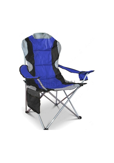 Orcey Ticaret Katlanır Kamp Sandalyesi Kamp Koltuğu XXL Kalın Profil - Mavi Mavi - Siyah