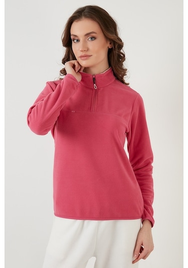 Lela Slim Fit Yumuşak Dokulu Anti-Pilling Tüylenme Yapmayan Yarım Fermuarlı Bayan Polar 5907000 Pembe