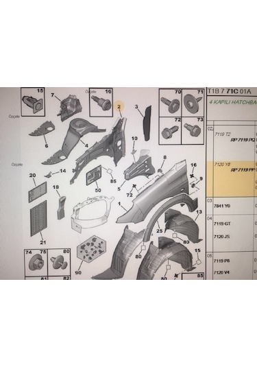Peugeot 206 Sağ Ön Çamurluk İç Sacı 7120y8 + 7119pp