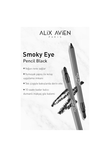 Alix Avien Uzun Süre Kalıcı Suya Dayanıklı Bulaşmayan Siyah Göz Kalemi Smoky Eye Pencil Pencil Black