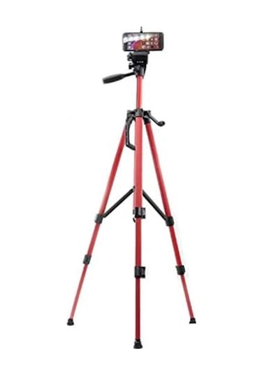 3366 Alüminyum Cep Telefonu İçin Su Terazili Tripod 140 Cm Pro Kırmızı