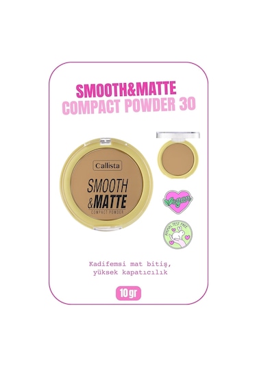 Callista Smooth & Matte Compact Powder Mat Bitişli Toz Pudra - 30 Dark Honey