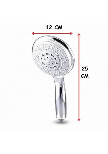 Grande 5 Fonksiyonlu Banyo El Duş Başlığı Su Tasarruflu Masaj Etkili El Duşu Banyo Duş Başlığı Krom Paslanmaz Tepe Duşu Krom