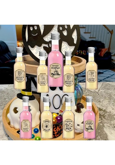 Willowhaven 36 Adet 0.85oz Gümüş Kapaklı Mini Plastik Şişe Cadılar Bayramı Parti Dekorasyonu