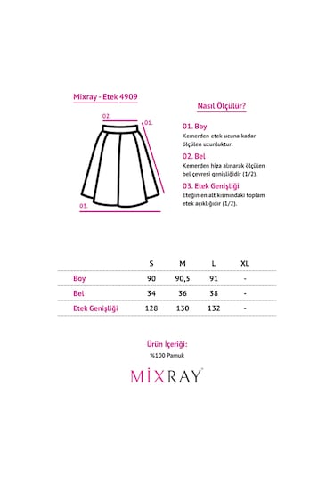 Mixray 4909 Kadın Beli Lastikli Pileli Dökümlü Parçalı Midi Etek Siyah