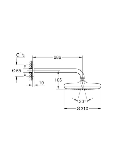 Grohe New Tempesta Tepe Duşu ve Dirseği 21 CM Krom - 26412000.