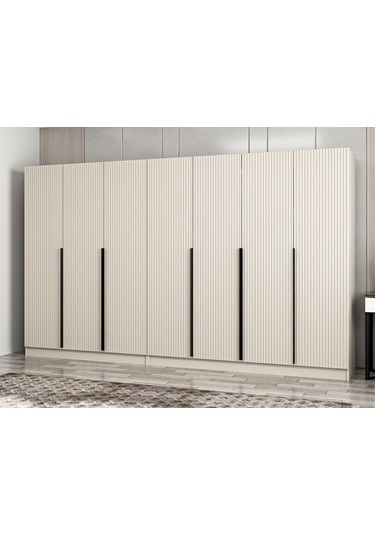 Kale Plus 7 Mebran Kapaklı 4 Çekmeceli Dolap Kumtaşı Mebran 210cm Bej