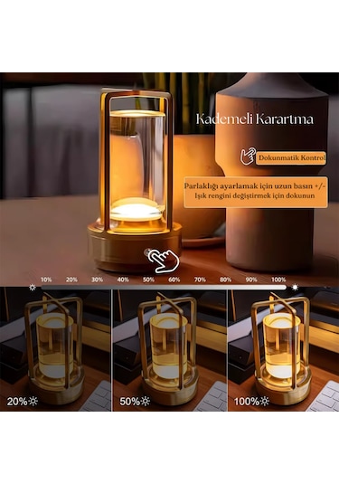 Şarjlı Dokunmatik Led Masa Lambası Ayarlanabilir Dekoratif 3 Mod