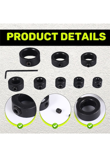 9 Adet Ayarlanabilir Matkap Derinliği Yaka Sınır Halkası Karbon Çelik Seti