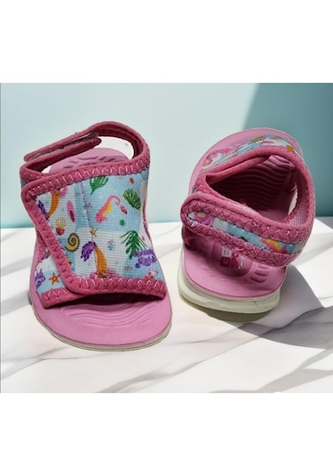 Çocuk Günlük Yazlık Cırtlı Ayarlanabilir Sandalet Pembe