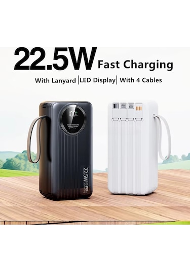 Polygold Pg-pw650 50000 Mah Power Bank 22.5w Süper Hızlı Şarj, 4 Dahili Kablolu Ve Dijital Led Ekran