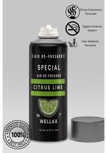 Koku Giderici Klima Bombası Dezenfektan Sprey 150 Ml, Temizleyici Tazeleyici Citrus Lime