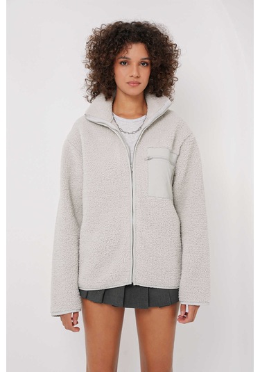 Gabria Fermuarlı Tek Cep Hırka Taş