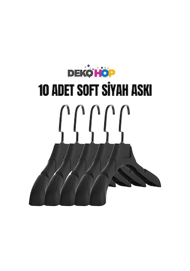 Bayan Ceket Gömlek Askısı Siyah Soft Renk 10 Adet 38 Cm Genişlik Siyah