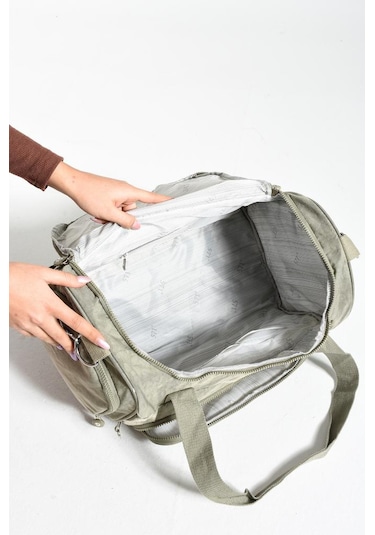 Unisex Kabin Boy Çapraz Askılı Omuz Çantası Seyehat Spor Çantası Hafif Klinkır Kumaş 40 25 Cm Bej