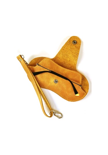 Bouscrab Gerçek Deri Özel Tasarım Gözlük Kılıfı Sarı