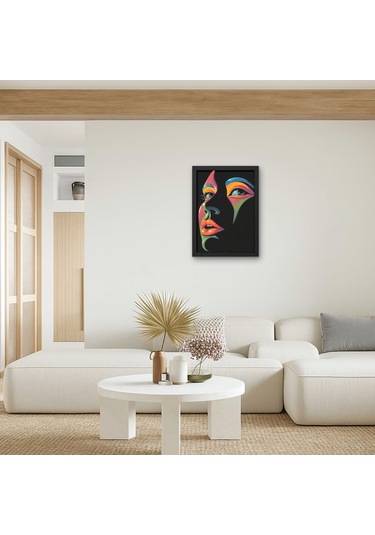 Neon Renkli Kadın Yüzü Pop Art Ahşap Tablo Modern Soyut Duvar Dekoru 15x20 20x30