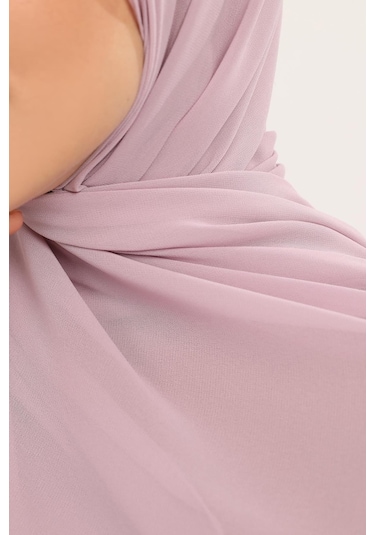 Hazır Pratik Lüks Geçmeli Lastikli Boneli Şifon Şal Pudra