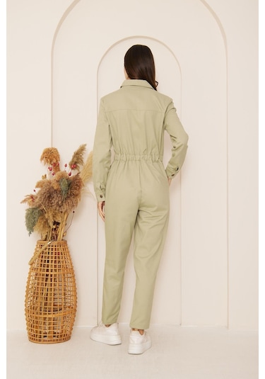 Yeşil Cepli Gabardin Tulum Dm4004 Yeşil