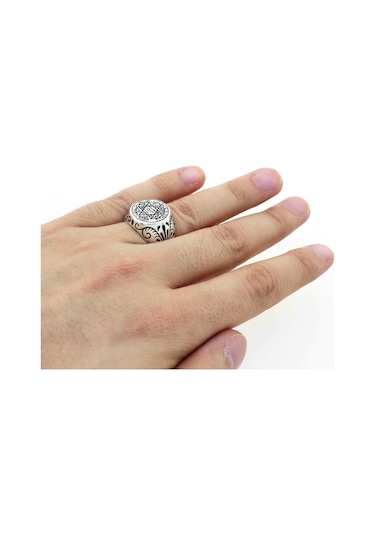 925 Ayar Gümüş Mührü Süleyman Erkek Yüzük