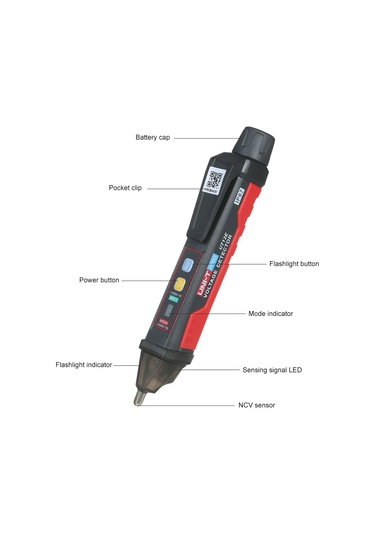 Dofolink Unı-t Ut12e Akıllı Voltaj Tespit Cihazı - 24v-1000v Ac, Akışkan/neutral Tespiti, Sesli/ışık Alarmı, Titreşim Modu, Fener, Ip67, Pil Yok Siyah