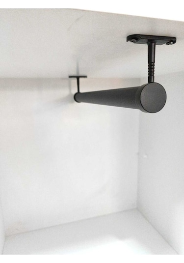 Dolap Askı Borusu Yuvarlak Siyah 40 Cm Siyah