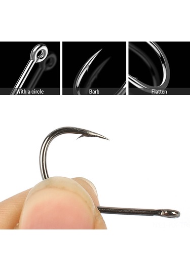 Kangvka 6 Numara 100 Adet Yüksek Karbon Çelik Işınlı Iğne, Dairesel Uçlu Saçma Olmayan Balık Iğnesi - Deniz, Nehir, Baraj Uygun