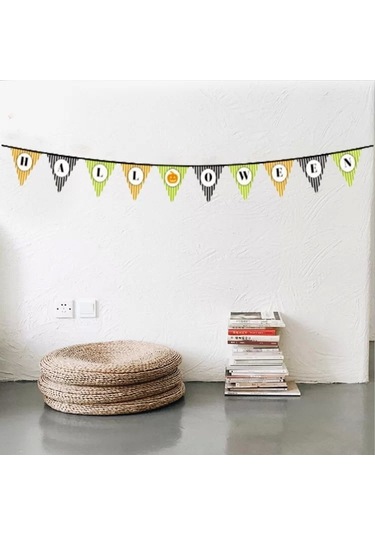 Cadılar Bayramı Kabak Temalı Halloween Yazılı Banner Süs Flama 3 Metre Lisinya