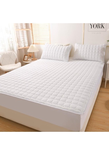 Yifomall 2022 Yeni Kalın Tüylü Yorganlı Matras Koruması, Tam Kaplayan Beyaz 150x200+30cm Tekli Matras Örtüsü, Ev Kullanıma Pratik Ve Konfor Sağlar DiğER