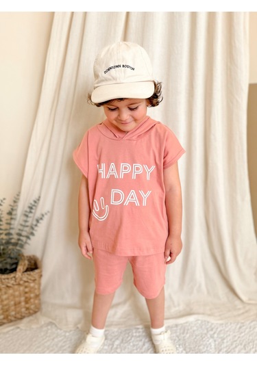 Kapüşonlu Yazlık Baskılı Takım 2404kpsnyzlyk Gülkurusu