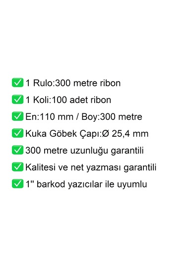 110x300 Wax Ribon En:110 Mm Boy:300 Metre 100 Adet 100