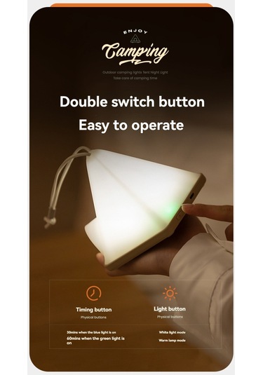 Aubyhe Kahverengi Çadır Gölgesi Işığı - 3 Seviye Parlaklık, 2 Işık Rengi, Zamanlayıcı Fonksiyonu İle Kamp Ve Odalar İçin Pratik Hediyelik Led Lambası Çok Renkli