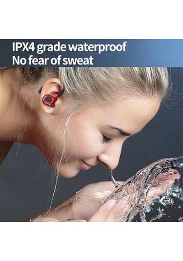 F8 Asılı Kulak Stereo Kablosuz Bluetooth Kulaklık Şarj Kutusu İle Kırmızı Tek Kulak