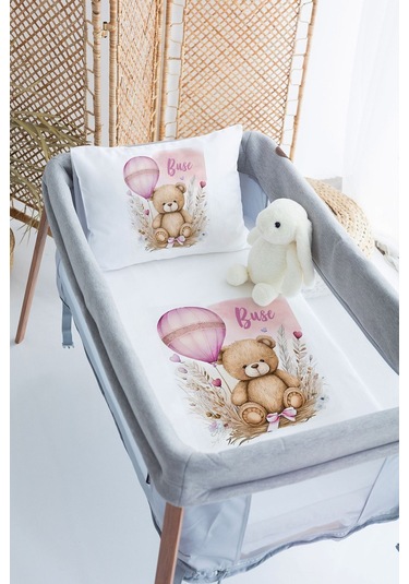 Lilabio %100 Pamuk Saten İsme Özel İsimli 70x120 Park Yatak Nevresim Seti