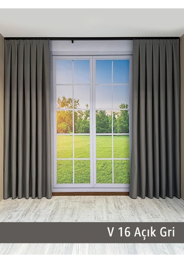 Donatti Açık Gri Düz Keten Fon Perde 1/3 Pile Tek Kanat Açık Gri