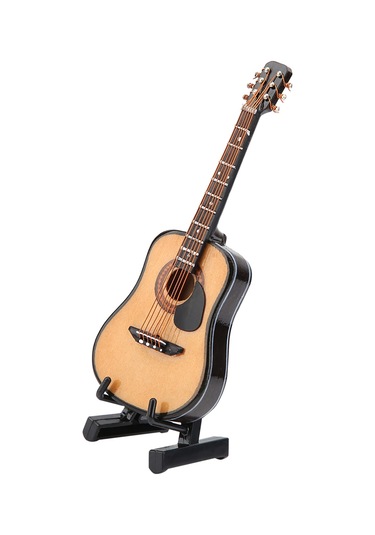 Kangvka Ahşap Mini Gitar Modeli, Canlı Görünüm, Dekoratif Masa Süsü, Hediyelik Kutulu 10cm