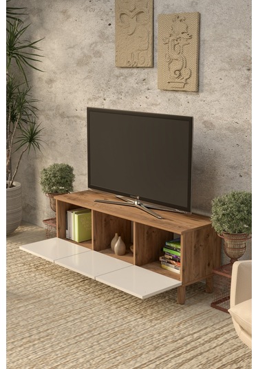 Bohem 135 Cm Mdf Kapak Tv Ünitesi Ceviz - Beyaz