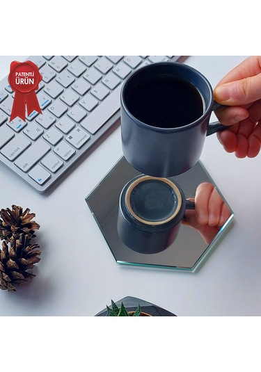 Decorita Ayna Bardak Altlığı 4'lü Takım Altıgen Düz Ayna Diğer