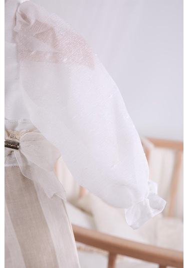 Bayramlık Düğünlük Tül Kol Detaylı Kız Bebek Çocuk Elbise 13904 001