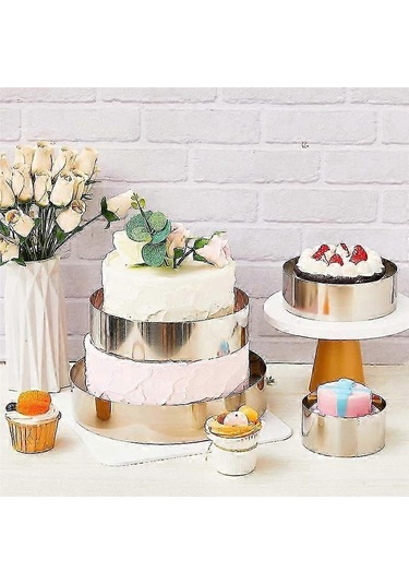 Yuvarlak Kek Halkası Seti 4/6/8/10 İnç Bisküvi Kesici Daire Kurabiye Kesiciler Kek Kalıbı Paslanmaz Çelik Pasta Halkası Pişirme İçin Bs Çok Renkli