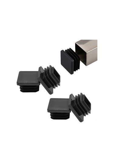 Yunboo 32 Adet 2.5x2.5x1.4cm Siyah Plastik Kare Boru Tıkanırcısı - Metal Boru, Masa-sandalye Ayakları Kayma Önleyici Korumalı Uyumlu Siyah