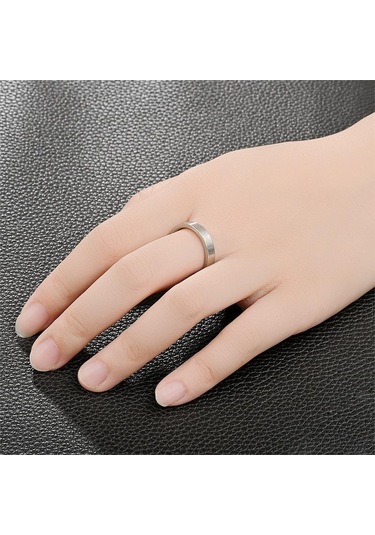 Altın 4mm Vejetaryen Yüzük Basit Mat Titanyum Çelik Yüzük 8 Altın