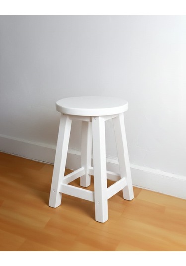 Ahşap Tabure 40 Cm / Arbrestore Beyaz