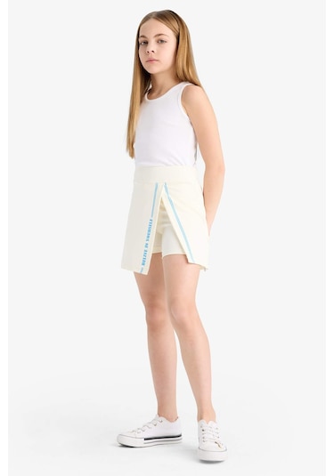 DeFacto Kız Çocuk Baskılı Şort Etek E1117A825SMER133 Ekru